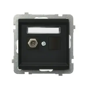 Socket outlet Ospel GPA-1RF/m/33 Black — single-gang IP20, 71×71×35 mm