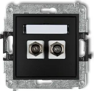 Antenna Wall Socket Double F-Type (SAT) Karlik 12MGF-2 nickel-plated black matte