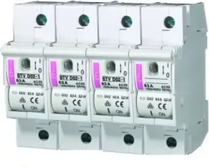 Предохранительный разъединитель Eti-Polam STV D02 3+N 63A (002271005) - 3 полюса с нулём