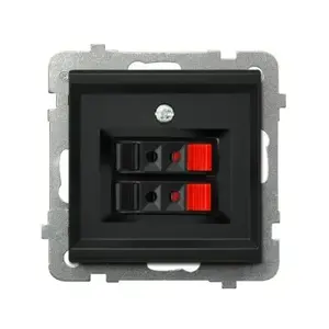Розетка Ospel GG-2R/m/33, чёрная, IP20, 71×71×40 мм