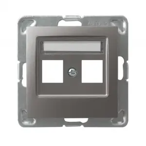 Socket outlet Ospel GPK-2Y/p/23, titanium finish, IP20, 71×71×33.5 mm