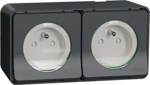 Schneider Electric double 2P+PE socket MUR36028 anthracite — Mureva Styl