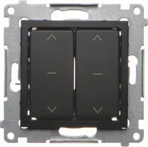 Roller Shutter Switch Kontakt‑Simon DZW2.01/49 double module 10A 250V~ with quick connectors and decorative ring, black