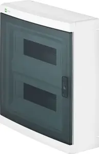Moduļu virsmas sadales skapīša ELEKTROPLAST ELEGANT 2x12 ar caurspīdīgām durvīm (modelis 2425-01)