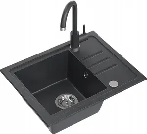 Sink QUADRON BEN 116 granite Black with stainless siphon and cover
