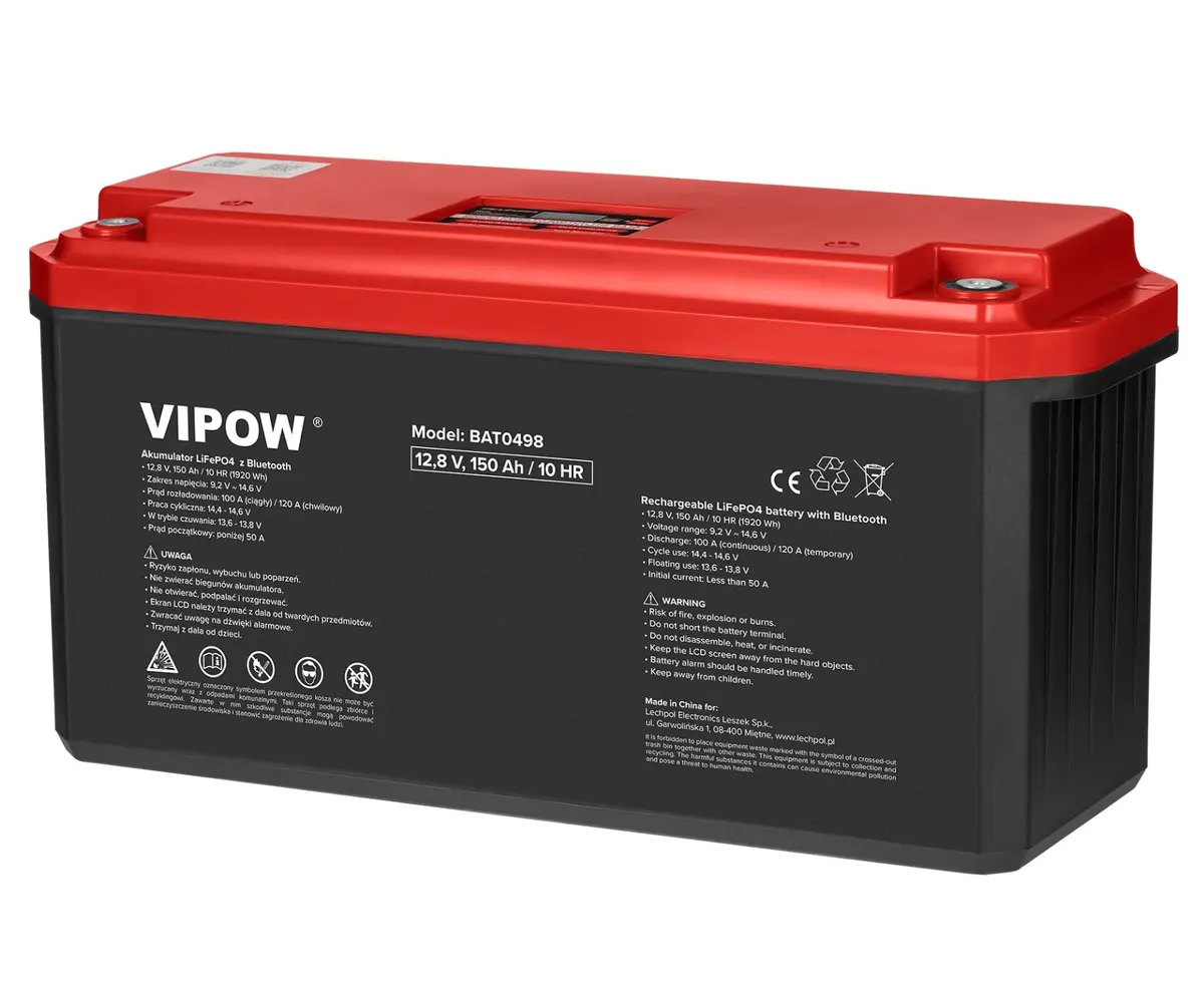 VIPOW LiFePO4 150Ah akumulators ar Bluetooth Photo 3