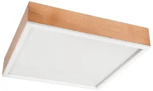 Griestu lampa LAMKUR Oak Square 49045 — 4x15W E27, ozols/balts