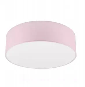 Ceiling lamp LAMKUR Vivian 48567, round flush mount, 2×60W E27, pink/white