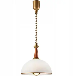 Подвесной светильник LAMKUR Chiara 50065 — 1x60W E27, золотистый с деревянной вставкой