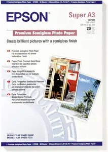 Fotopapīrs Epson A3+ Premium Semigloss 251 g/m², biezums 0,27 µm, 20 loksnes (A3)