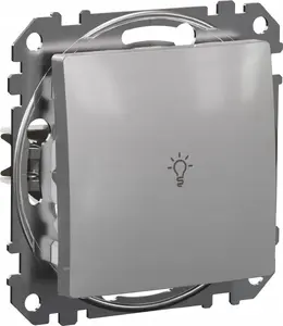 Wall push button Schneider Electric Sedna Design SDD113132 silver aluminium — single rocker light switch