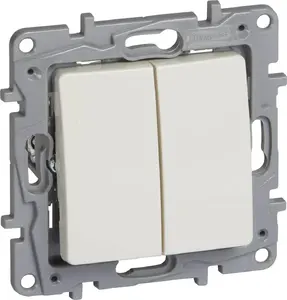 Wall-mounted double push button switch Legrand Niloe 764608 cream — 2-gang mechanical control