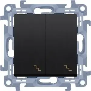 Выключатель лестничный Kontakt‑Simon Simon 10 CW6/2.01/49 двойной модуль 10AX 250V~ винтовые клеммы матовый черный