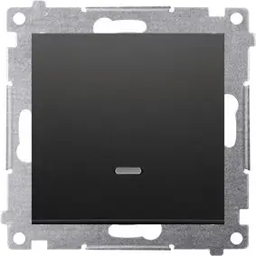Однополюсный модульный выключатель с LED-индикацией Kontakt-Simon DW1ZL.01/49 10AX 250V быстрозажим черный матовый