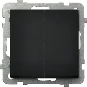 Wall-mounted cross switch Ospel Sonata ŁP-19R/M/33 double 16AX 250V black metallic
