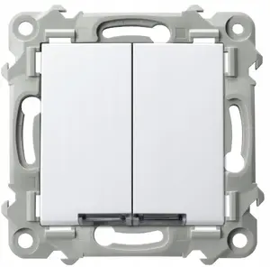 Ospel SZAFIR two-gang decorative switch with white backlight, model ŁP-2ZS/m/00, white