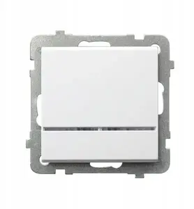 Ospel SONATA single-pole switch with blue indicator, matte white, model ŁP-1RS/m/75