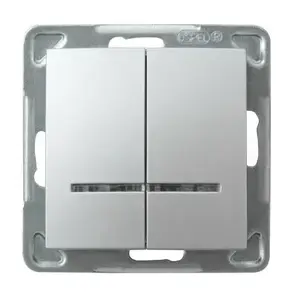 Wall switch Ospel ŁP-2YS/m/18, silver, IP20, 250 V AC, 16 A, 71×71×40 mm