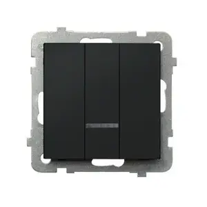 Wall-mounted smart switch Ospel ŁP-13RS/m/33, black, 10 A, 250 V, IP20, 71×71×42 mm