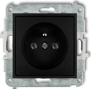 Electrical wall socket Karlik Mini 12MGP-1Z single outlet with grounding, matte black