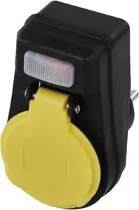Socket EMOS P00271 IP44 black-yellow – outdoor/indoor weatherproof power outlet