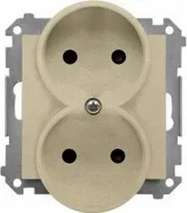 Розетка Kontakt-Simon 55 TG2MCZ.01/144 двойная 16 A 250V~ без заземления с шторками быстрая клемма шампань матовая