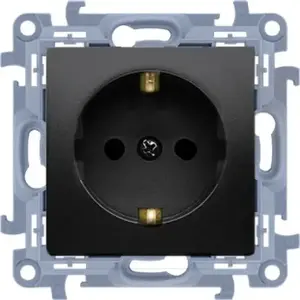 Розетка Kontakt-Simon Simon 10 CGSZ1.01/49 Schuko одиничный модуль 16A 250V~ винтовые клеммы черный матовый