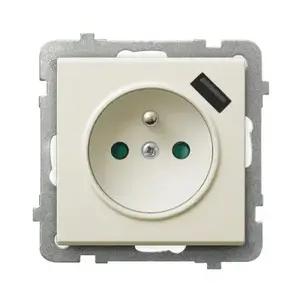 Socket outlet Ospel GP-1RZPUSB/m/27, 16 A, IP20, dimensions 73×50×73 mm