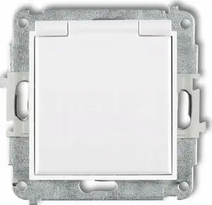 Wall socket Karlik Mini MGPB-1sp SCHUKO 2P+Z with earth, protective shutters, white cover