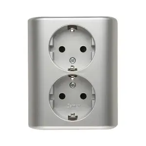 Kontakt‑Simon rozete EGSZ2PZ/43, 250 V, IP20, plastmasas korpuss, sudraba, 80×41×97 mm