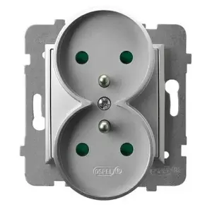 Socket outlet Ospel GP-2URZP/m/18, 16 A, IP20, Silver, 71×71×45 mm