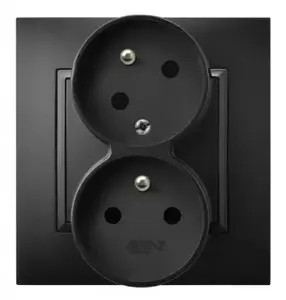 Розетка Ospel GP-2UC/33 — 16 A, IP20, чёрная, 82×45×88 мм