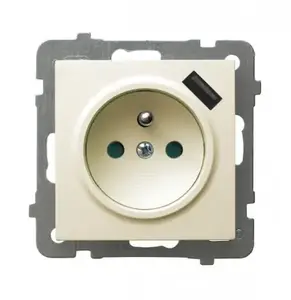 Socket outlet Ospel GP-1GZPUSB/m/27 with USB, 16 A, IP20, 73×73×50 mm