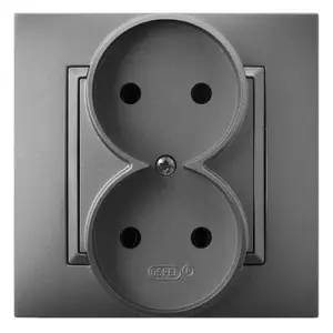 Sienas kontaktligzda Ospel GP-2U/70 pelēka, 16 A, IP20, 82×82×45 mm