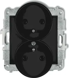 Wall outlet double with USB and shutters Karlik 12MGPR-2zp black matte