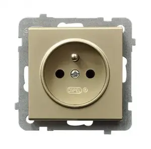 Socket outlet Ospel GP-1RZ/m/39, gold finish, 16 A, IP20, 71×71×38 mm