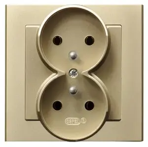 Розетка Ospel GP-2RZ/39, 16 A, IP20, золотая, размеры 84×45×90 мм