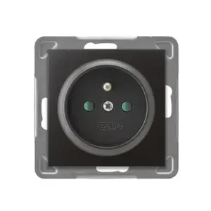 Socket outlet Ospel GP-1YZP/m/50 — 16 A, IP20, anthracite, 71×71×37 mm