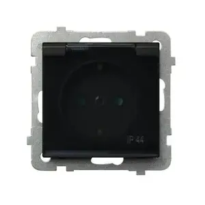 Розетка Ospel GPH-1RSP/m/33/d, IP44, 16 A, чёрная, 71×71×42 мм
