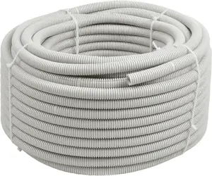 Elektroinstalācijas gofrēta caurule Akssj 444034 RKGL20 FI20/14.1 PVC 320N ar vilkšanas vadu 50 m pelēka