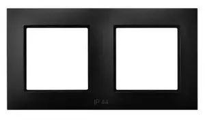Wall plate/switch cover Ospel RH-2U/33, black, IP44, 153×82 mm