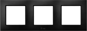 Wall plate / switch cover Ospel RH-3U/33, black, IP44, 224×82 mm