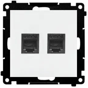Телефонная розетка RJ12 Kontakt-Simon TF2.01/111 двойной модуль белый матовый