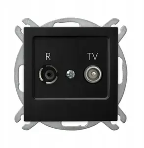 Розетка TV/RF Ospel GPA-10GP/m/33 проходная 10 дБ, черный металлик