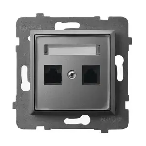 Розетка Ospel GPK-2U/K/m/70, серый, IP20, 71×71×37 мм