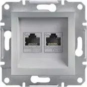 Розетка компьютерная Schneider Electric Asfora 2 x RJ45 кат. 5e UTP без рамки алюминиевый (EPH4400161)