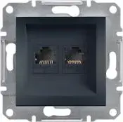 Network outlet Schneider Electric Asfora 2×RJ45 Cat5e UTP without frame anthracite
