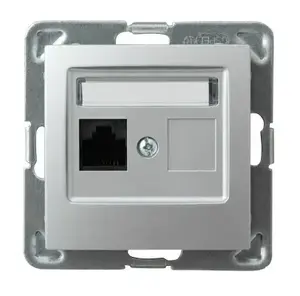 Розетка Ospel GPK-1Y/K/m/18, серебристая, IP20, 71×71×34 мм