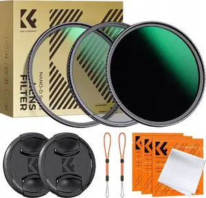 K&F filter set Nano-D 3-in-1 UV, CPL, ND1000 for 49mm lenses with 2 lens caps and 2 cases