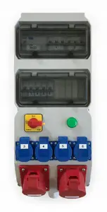 Electrical distribution enclosure PCE 9025652W 'Szubin' plastic stationary panel with M32 entry and 32/5, 16/5, 4GS feed ports